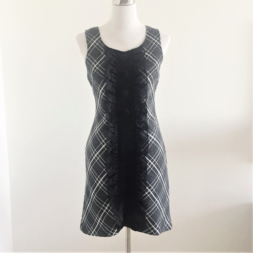 Uttam London Plaid Ruffle Sleeveless Dress Size S